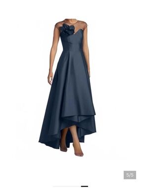 Sachin + Babi Blakely Navy Illusion High-Low Gown